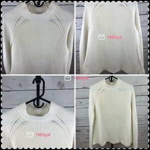 Cynthia Rowley White Knit Sweater Scalloped  Large